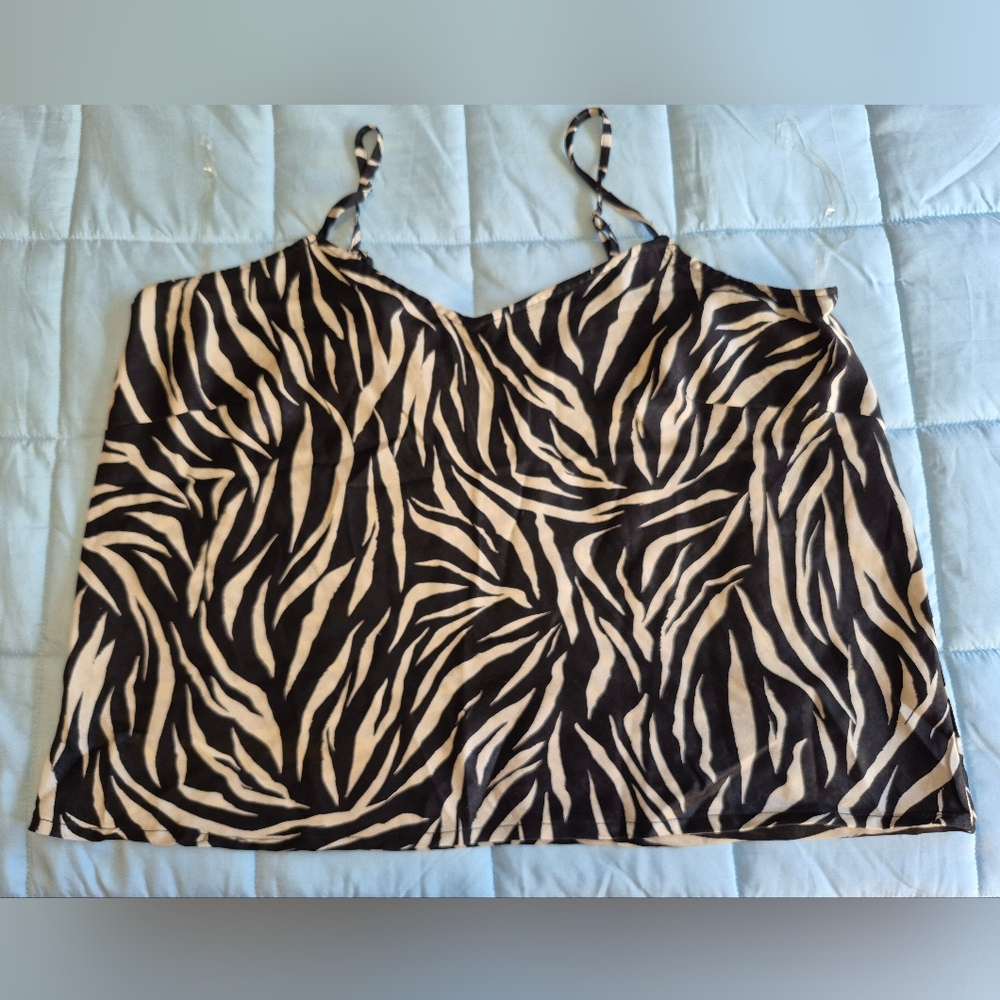 Time and Tru Black and White Animal Print Top